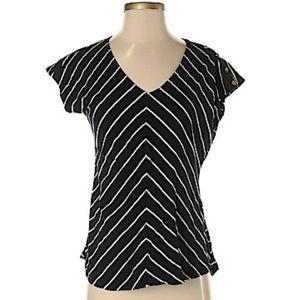 Jones New York Gold Button Stripe Top Blouse